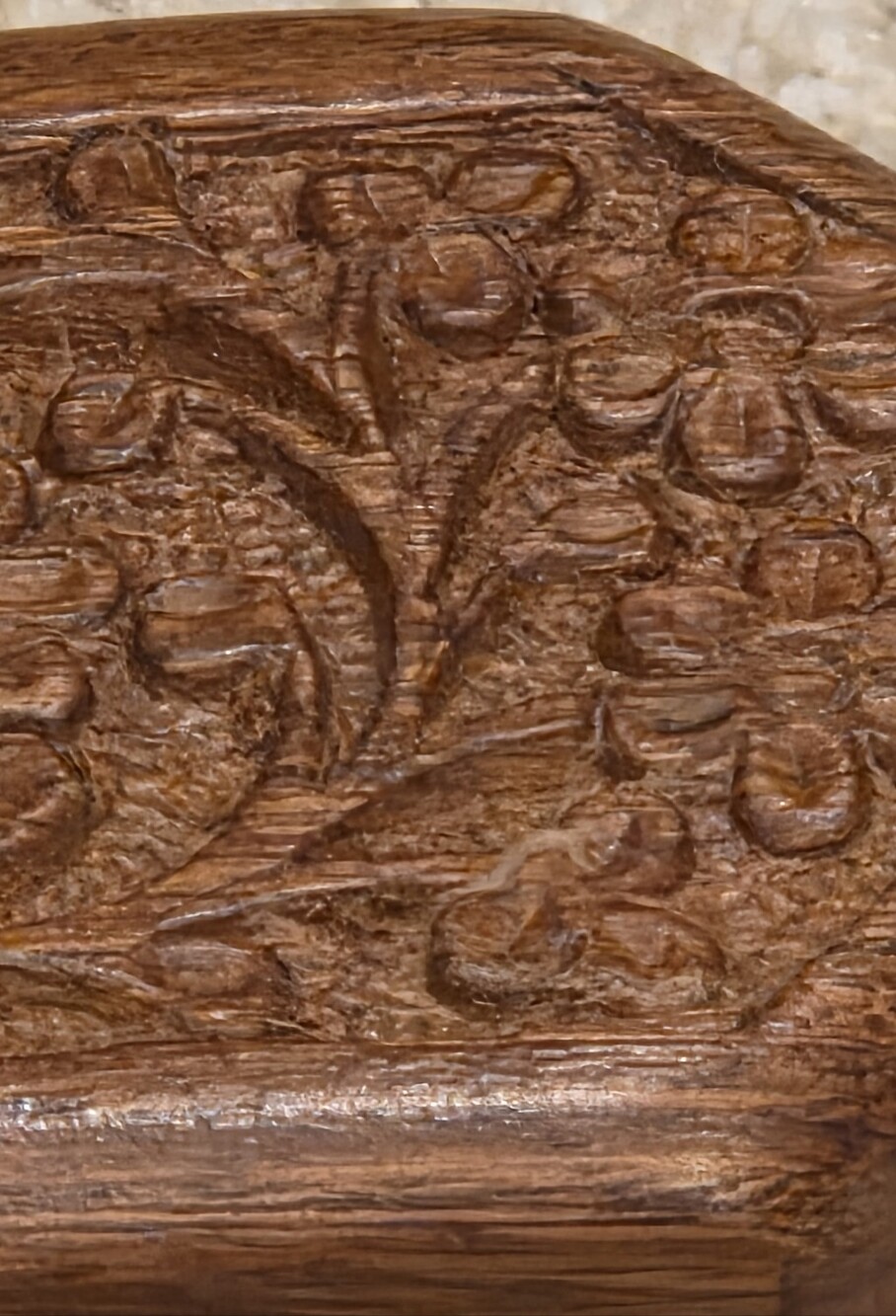 Hand-Carved Floral Wooden Trinket Box - Brown - Picture 2 of 9